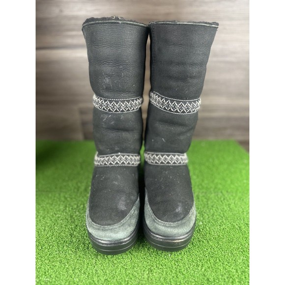 UGG Women’s Sz 6‎ Original Sundance 5605 Black Suede Sheepskin Lining Boots - Picture 5 of 7